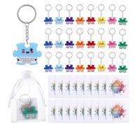 Thank You Puzzle Keyrings, Team Appreciation Gifts for Work Colleagues- 30 Sets Acrylic Puzzle Keychain with Inspirational Cards & Organza Bags, Small Thank You Gifts for Colleagues Employees