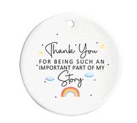 Thank You Rainbow Ceramic Round Hanging Ornament Decoration Gift Sign | Present For Counsellor | Teacher | TA | Nursery Assistant Keepsake