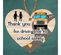 Thank You School Bus Driver Heart Plaque - Gift from Kids, School Driver Appreciation, "Thank You For Keeping Me Safe!" Novelty Keepsake
