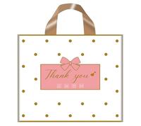 Thank You Shopping Bags, 50 Pack Extra Thick Plastic Merchandise Boutique Gifts Bag for Small Business with Loop Handles, Retail Bags for Clothes Stores Customers Party Favors Print Polka Dot,12"x14"