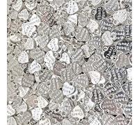 Thank You Silver Love Hearts Shabby Chic Vintage Confetti Heart Pendants Wedding Favour Decoration 10mm (100)