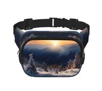 Thank You Soldier Saluting America Flag Fanny Pack for Women Men Fashion Waist Pack Adjustable Belt Bag for Workout Running Travelling Casual Waist Bag, Sunset Winter Mountains, One Size