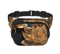 Thank You Soldier Saluting America Flag Fanny Pack for Women Men Fashion Waist Pack Adjustable Belt Bag for Workout Running Travelling Casual Waist Bag, Boho Gold Lotus Flowers, One Size
