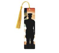 Thank You Soldier Saluting America Flag Wood Bookmark for Men Women Reading Wooden Bookmarks Unique Handmade Book Marks with Tassel Pendant Craft Bookmark for Book Lovers Birthday Teachers Gift