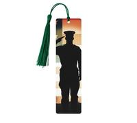 Thank You Soldier Saluting America Flag Wood Bookmark for Men Women Reading Wooden Bookmarks Unique Handmade Book Marks with Tassel Pendant Craft Bookmark for Book Lovers Birthday Teachers Gift