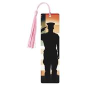 Thank You Soldier Saluting America Flag Wood Bookmark for Men Women Reading Wooden Bookmarks Unique Handmade Book Marks with Tassel Pendant Craft Bookmark for Book Lovers Birthday Teachers Gift