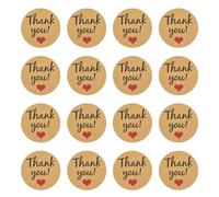 Thank You Stickers 50 Sheets 600 Pieces, Heart Round Kraft Adhesive Label Tags, 3.5cm/1.38inch, Perfect for Small Business, Handmade Goods, Baking Packaging, Gift Wrapping, Envelope Seals