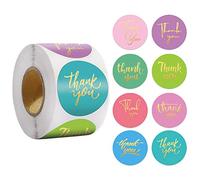 Thank You Stickers,500pcs Gold Foil Round Stickers,1.0 Inch,8 Unique Designs,Thank You Sticker Roll, Baby Gift and Wedding Stickers Labels, Wrapping Supplies for Handmade Goods Small Business Owners