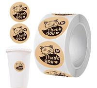 Thank You Stickers for Packaging | 500-piece Funny Decal,Funny Cat Design Stickers | for Bakery Office School Classroom Teacher Student Card