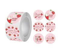 Thank You Stickers Strawberry 500 PCS Self-Adhesive Labels for Baking Bag Parcels Gifts Party 1 Inch/2.5CM