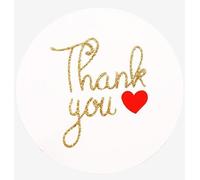 Thank You Stickers, Thank You for Coming to My Party Stickers, 40PCS Gold Glitter Celebration Stickers with Red Hearts, White Red Gold Shiny Labels for Birthday & Baby Shower Favours