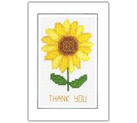 Thank You Sunflower Counted Cross Stitch Greeting Card Kit A6 14 Count Aida