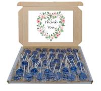 Thank You Sweet Treat Box - A Delicious Way to Show Your Appreciation | Blue Heart Lollipop Box With 80 Blue Raspberry Heart Lollipops | Fun & Unique Sweet Gift for Him Or Her