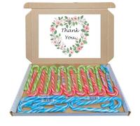 Thank You Sweet Treat Box - A Delicious Way to Show Your Appreciation | Bonds Strawberry, Watermelon & Bubblegum Candy Canes 24 Pack Gift Box 8 of Each Flavor Individually Wrapped Sweets