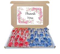 Thank You Sweet Treat Box - A Delicious Way to Show Your Appreciation | Red & Blue Mixed Heart Lollipop Box With 40 Cherry & 40 Blue Raspberry Heart Lollipops Sweet & Tangy