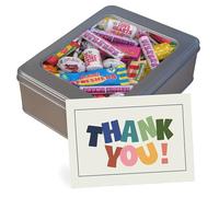 Thank You Sweets, an Appreciation Gift Tin filled with 420g Retro Sweets and a Card, a Present for Teachers, Work Colleagues and Friends
