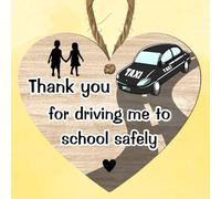 Thank You Taxi Driver Heart Plaque - Child Appreciation "Thank You For Keeping Me Safe" Keepsake School Kids Gift Sign