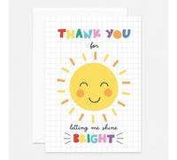 Thank You Teacher Card For Nursery School Staff - Shining Sun Appreciation Greetings Card With Envelope - Made in UK - 148 x 210mm A5 Size