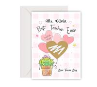 Thank You Teacher Card Personalised Teacher Gifts Scratch Card Thank You Teacher Cards Greeting Card with Envelopes for Women Men Teacher Tutor Teaching Assistant End of Term Gifts (A5-Size)