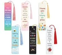 Thank You Teacher Gift - 6 Pcs Paper Bookmarks with Tassels Thanks for Helping Me Grow from Nursery Primary School Children Teaching Assistant Growing Together