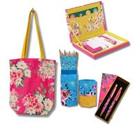 Thank You Teacher Gift Bundle - Floral Stationery Bundle with Matching Tote Bag, Writing Set, Bee Pencil Set & Luxury 2 Pen Gift Set - Teacher Appreciation Gift for Women, End of Term Present