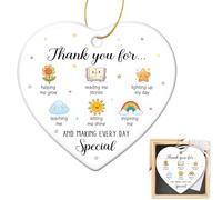 Thank You Teacher Gifts, Ceramic Hanging Ornaments, Heart Shaped Hanging Sign with Lanyard and Gift Box, Teacher Appreciation Presents for Women Men Teacher Tutor Mentor Teaching Assistant