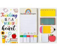 Thank You Teacher Gifts: Sticky Notes Tabs Note Pads Set - Perfect Christmas, Thanksgiving, Retirement & Leaving Gifts for Women Teachers