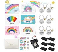 Thank You Teacher Gifts with Rainbow Keyring Leaving Gifts for Teachers/Colleagues/Nursery Staff Farewell Gift Rainbow Card with Envelopes Stainless Inspirational Gifts for ThanksGiving Day