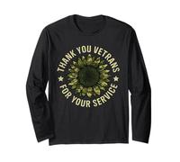 Thank You Veterans Camo Sunflower for Veterans Day Flag Long Sleeve T-Shirt