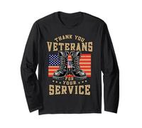 Thank You Veterans Day Service US Flag Patriotic American Long Sleeve T-Shirt