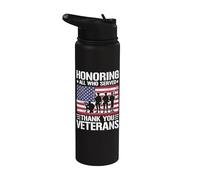 Thank You Veterans Honoring All Who Served American Flag Stainless Steel Insulated Water Bottle