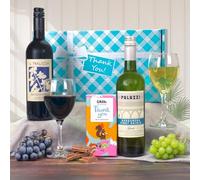 Thank You Wine and Chocolate Gift Hamper, Italian Red and White Wine Set with Milk Chocolate