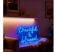 Thankful and Blessed Neon Sign, USB Powered Dimmable Decorative Neon Light for Home Living Room Bedroom Entryway Gratitude Themed Party Decor Wall Table Light Up Sign 14.6 x 12.6 In