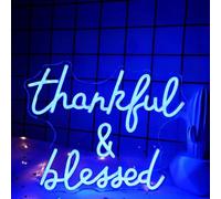Thankful and Blessed Neon Signs, Wedding Neon Signs Wall Decor Night Light White Led Light Up Sign Party Wedding Bar Thanksgiving Decoration Dimmable Switch Reusable LED Neon USB Power Supply