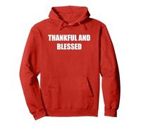 Thankful And Blessed Pullover Hoodie, Adult Unisex, Red, XXL