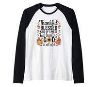 Thankful Blessed Kinda A Mess Thanksgiving Pumpkin Autumn Raglan Baseball Tee