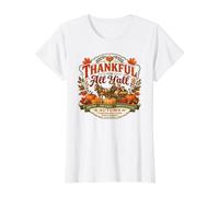Thankful Fall Feasts and Harvest Blessings Down South Value Graphic T-Shirt, Women, White, S