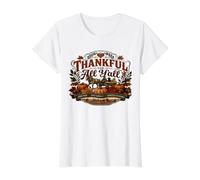 Thankful Fall Feasts and Harvest Blessings Value Graphic T-Shirt, Women, White, S