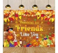 Thankful for Friends Like You Banner Backdrop 8x6FT Fall Maple Leaves Harvest Pumpkin Friendsgiving Photography Background Thanksgiving Friends Giving Party Decorations Supplies