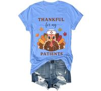 Thankful for My Patients Shirt Funny Fall Thanksgiving Turkey Nurse Shirt Unisex Carolina Blue