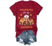 Thankful for My Patients Shirt Funny Fall Thanksgiving Turkey Nurse Shirt Unisex Claret