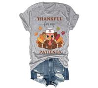 Thankful for My Patients Shirt Funny Fall Thanksgiving Turkey Nurse Shirt Unisex Grey