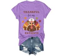 Thankful for My Patients Shirt Funny Fall Thanksgiving Turkey Nurse Shirt Unisex Purple