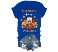Thankful for My Patients Shirt Funny Fall Thanksgiving Turkey Nurse Shirt Unisex Royal Blue