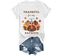 Thankful for My Patients Shirt Funny Fall Thanksgiving Turkey Nurse Shirt Unisex White