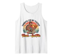 Thankful for My Turkey Teacher Retro Funny Teach or Eat Pie Tank Top
