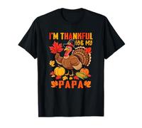 Thankful for Papa Thanksgiving Fall Turkey Funny Family T-Shirt