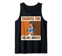 Thankful for The Cat Mostly Retro Pinup Woman Tank Top