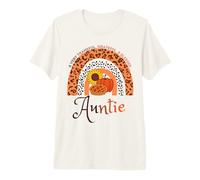 Thankful Grateful & Blessed Auntie Pumpkin Leopard Rainbow Premium T-Shirt