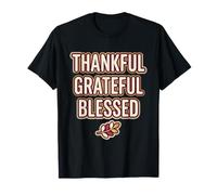 Thankful Grateful Blessed Autumn Harvest Thanksgiving Quote T-Shirt